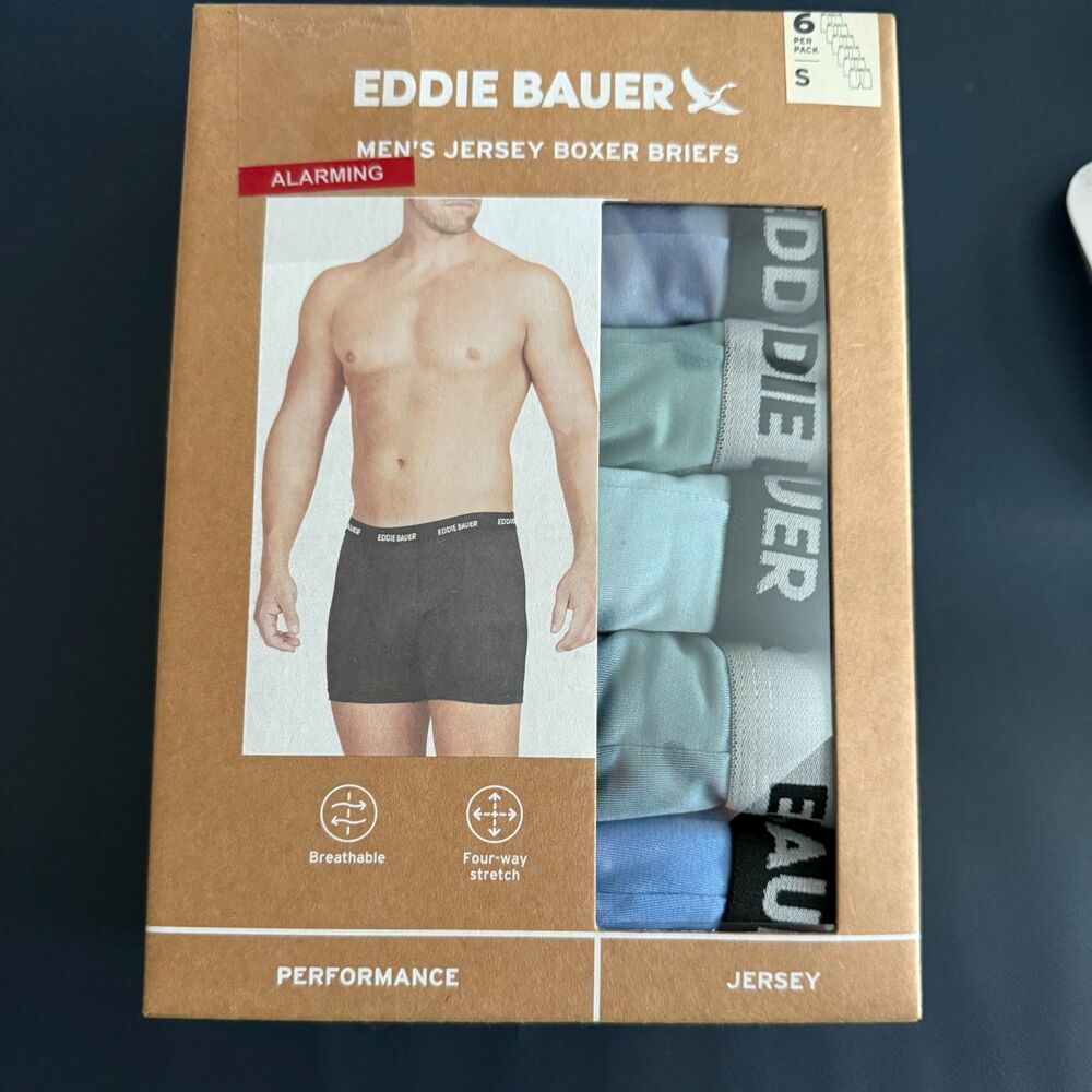 Eddie Bauer NWB Sz S Multi Men's Jersey Boxer Briefs, 6 Pack